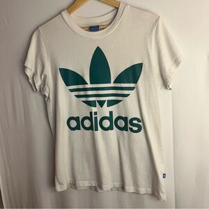 Adidas White Tee with Teal Logo